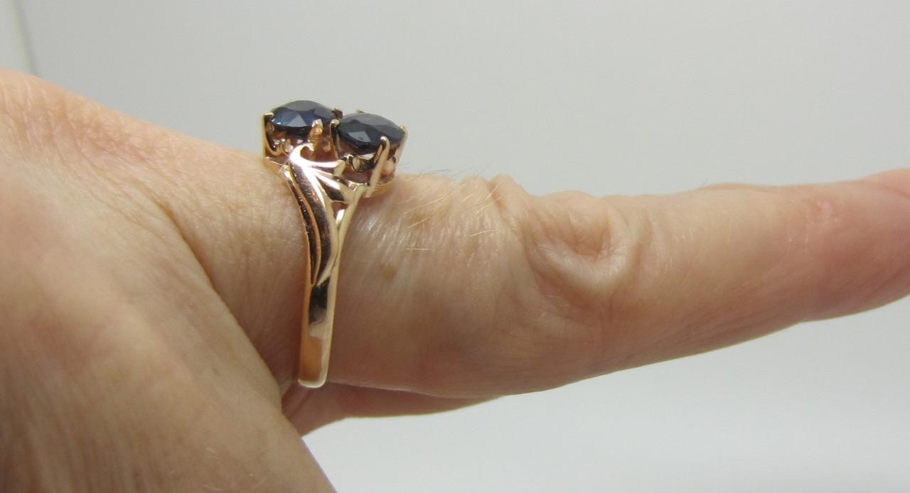 Vintage Solid 18K Rose Gold Natural Blue Sapphire Ring Size 6.75 – LB3660