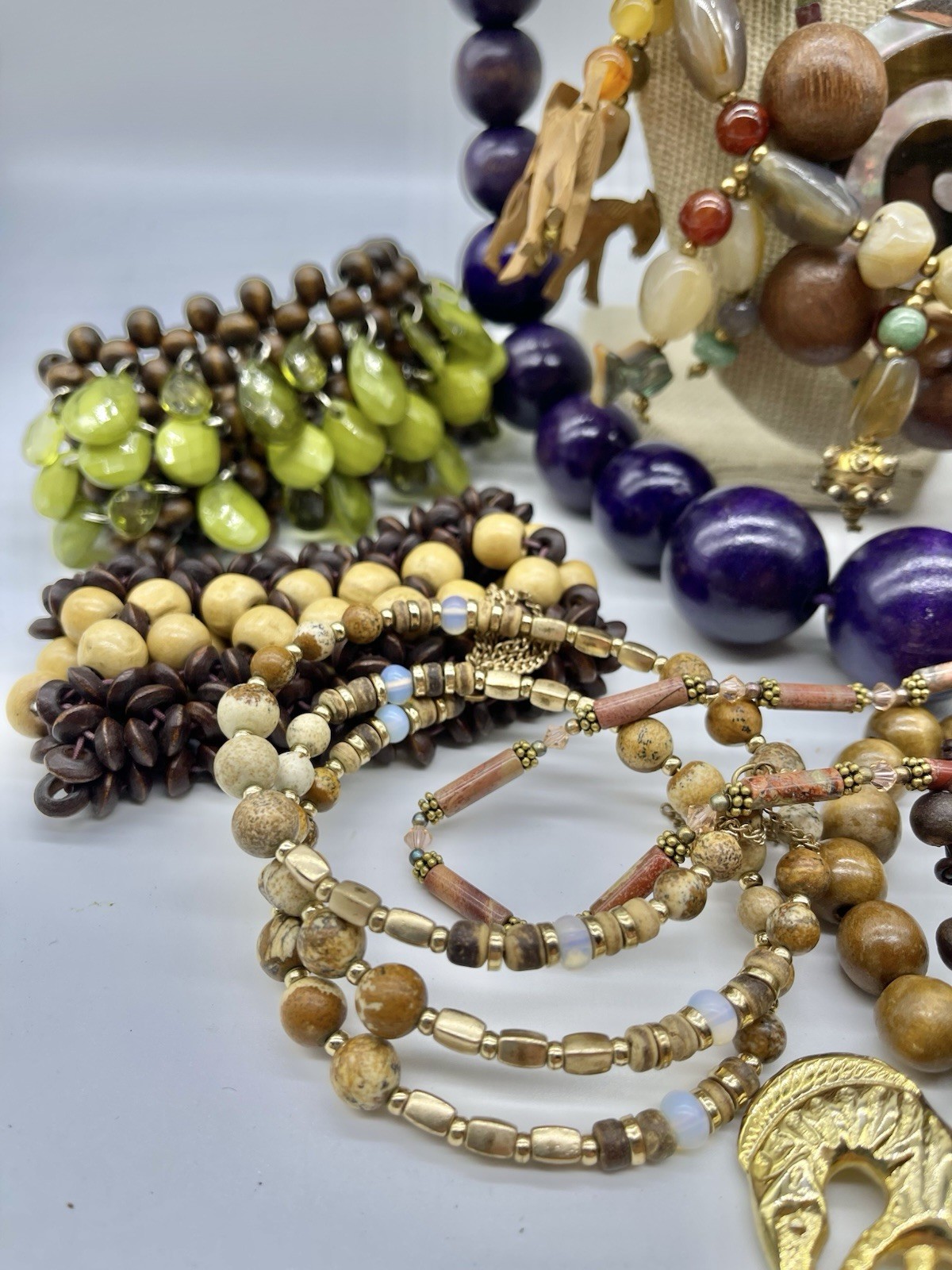Jewelry Vtg To Mod Safari Boho Ethnic Stone Wood Animals ++ Pcs Lb Lot JL205