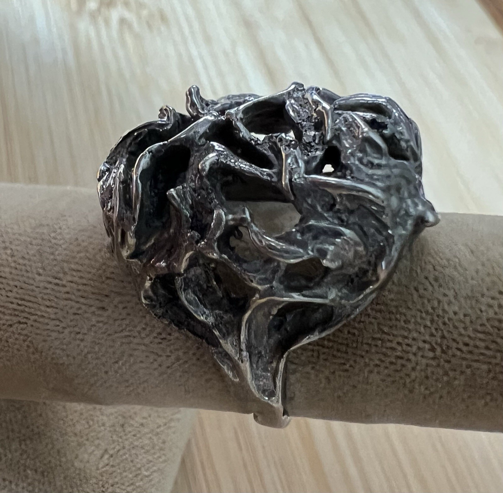 Vintage Brutalist Modernist Sculpted Organic Sterling Silver 925 Ring 6.25