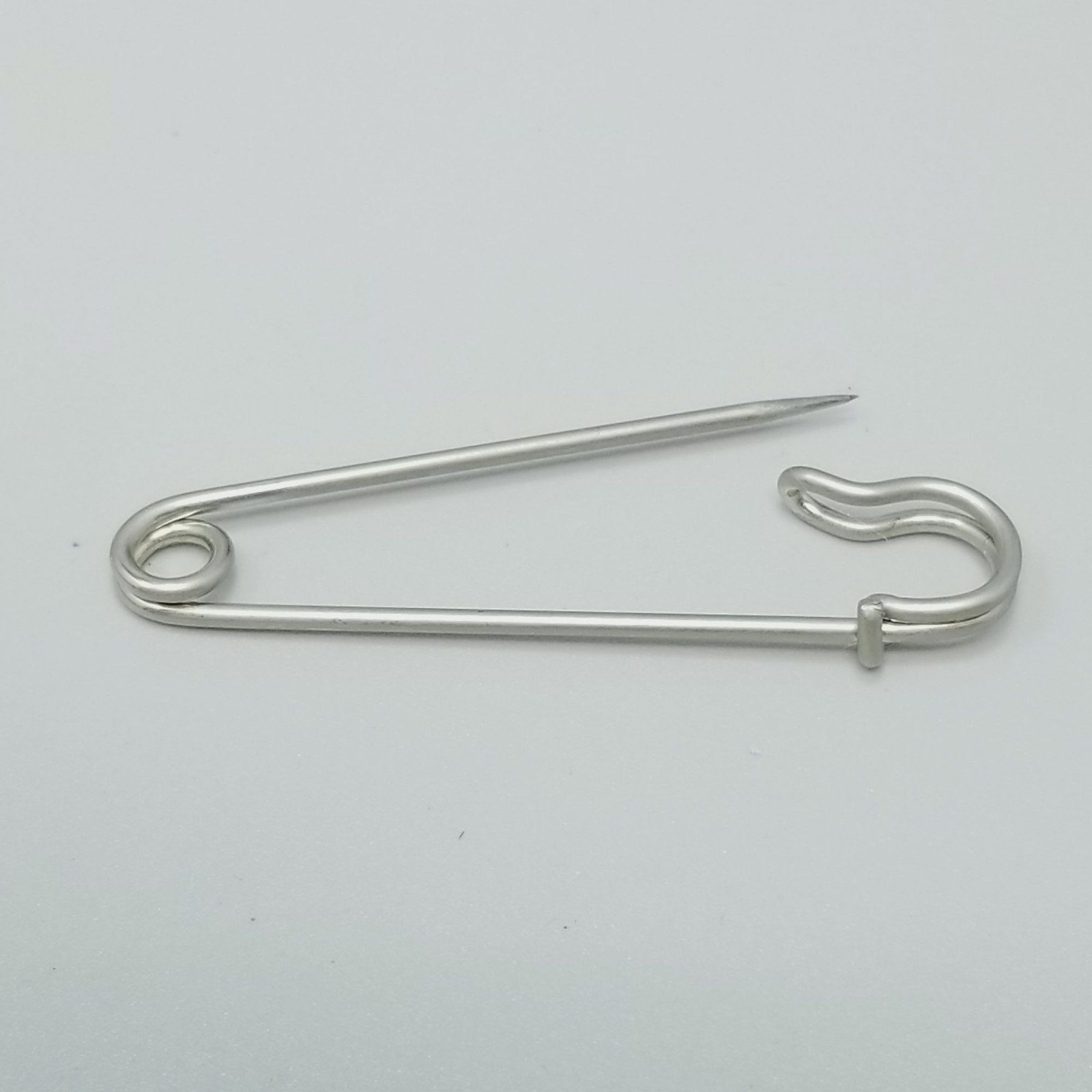 Vintage Large Safety Pin Brooch Silver Tone Kilt Shawl Scarf 2 1/2 Inch