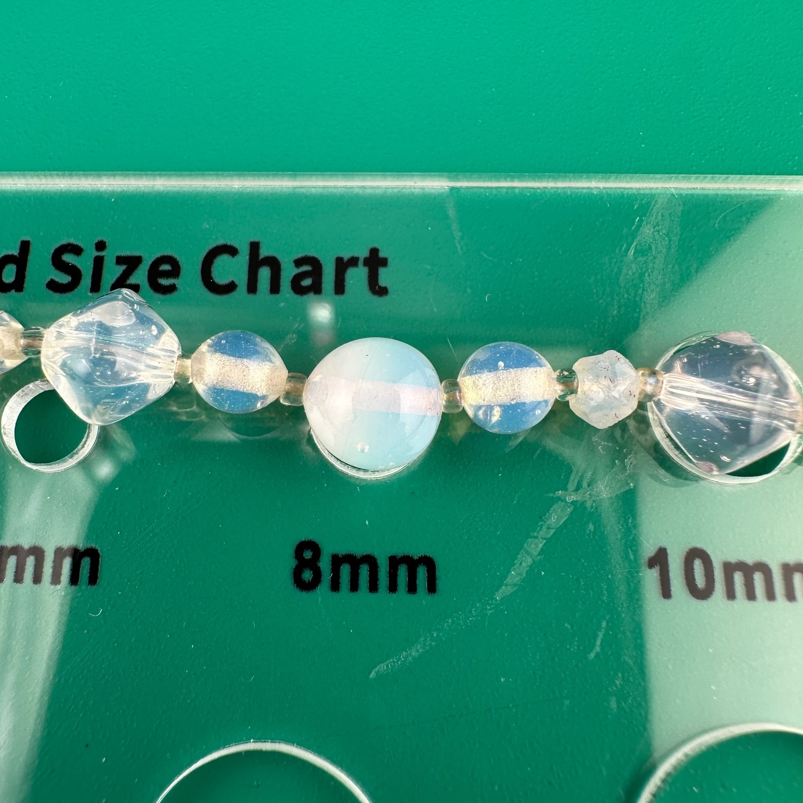 Vintage Opalite Glass Bead Necklace 31″ Faceted Round Hook Clasp Adjustable