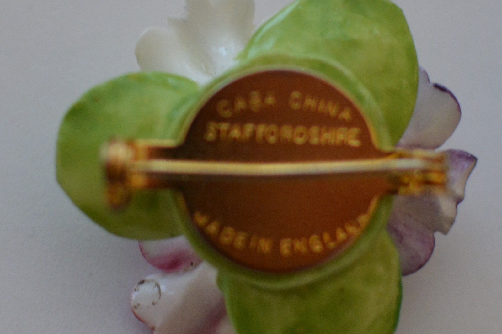 Vintage lot Denton and Staffordshire England Bone China brooches/earrings, as is
