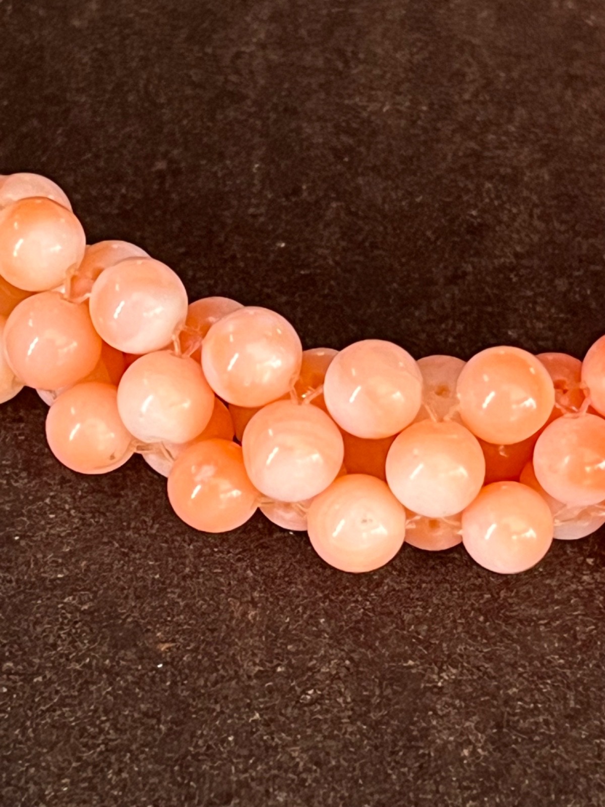Vintage White to Peach Salmon Color Woven Coral Necklace from Japan