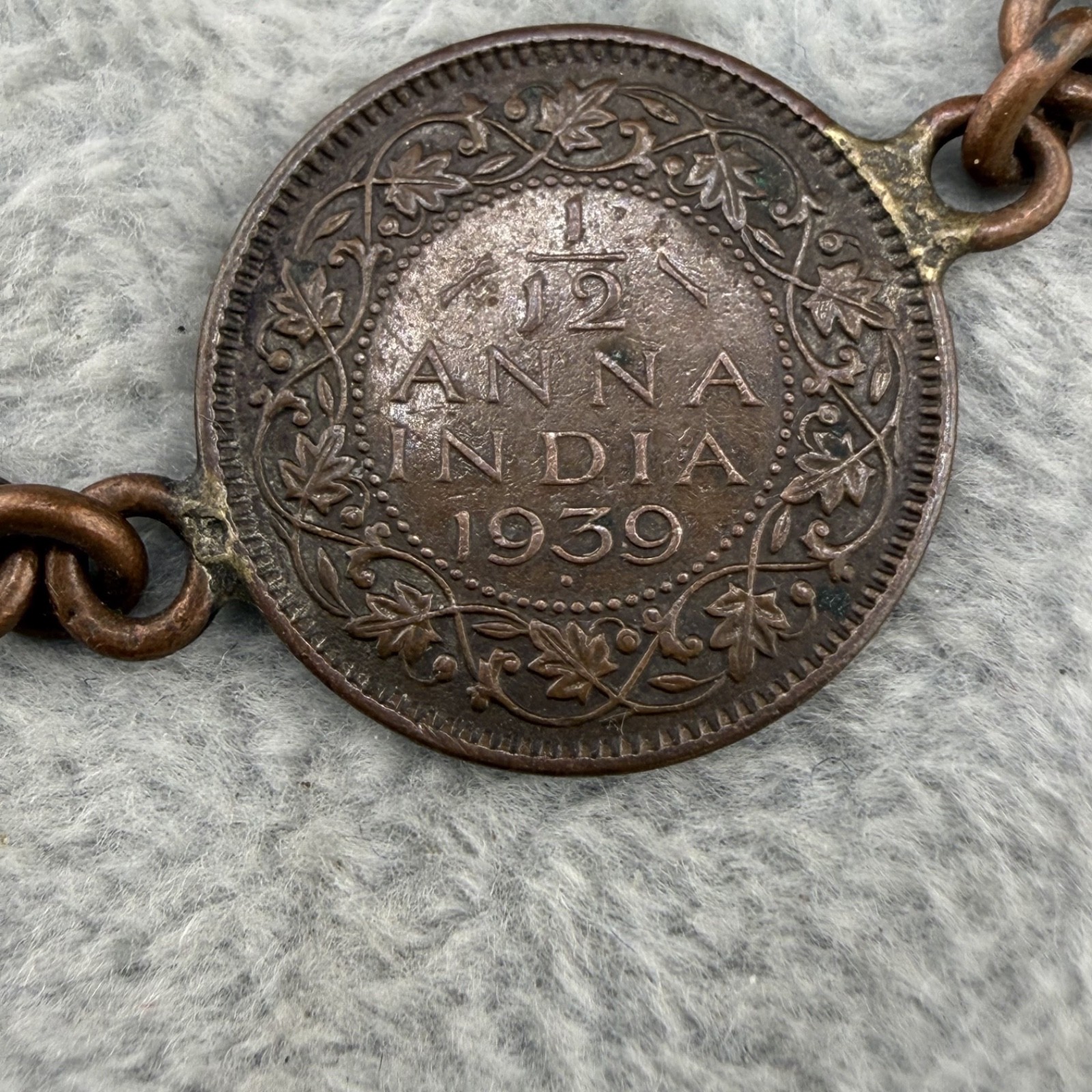Vintage Coin Charm Bracelet Copper Tone 7”