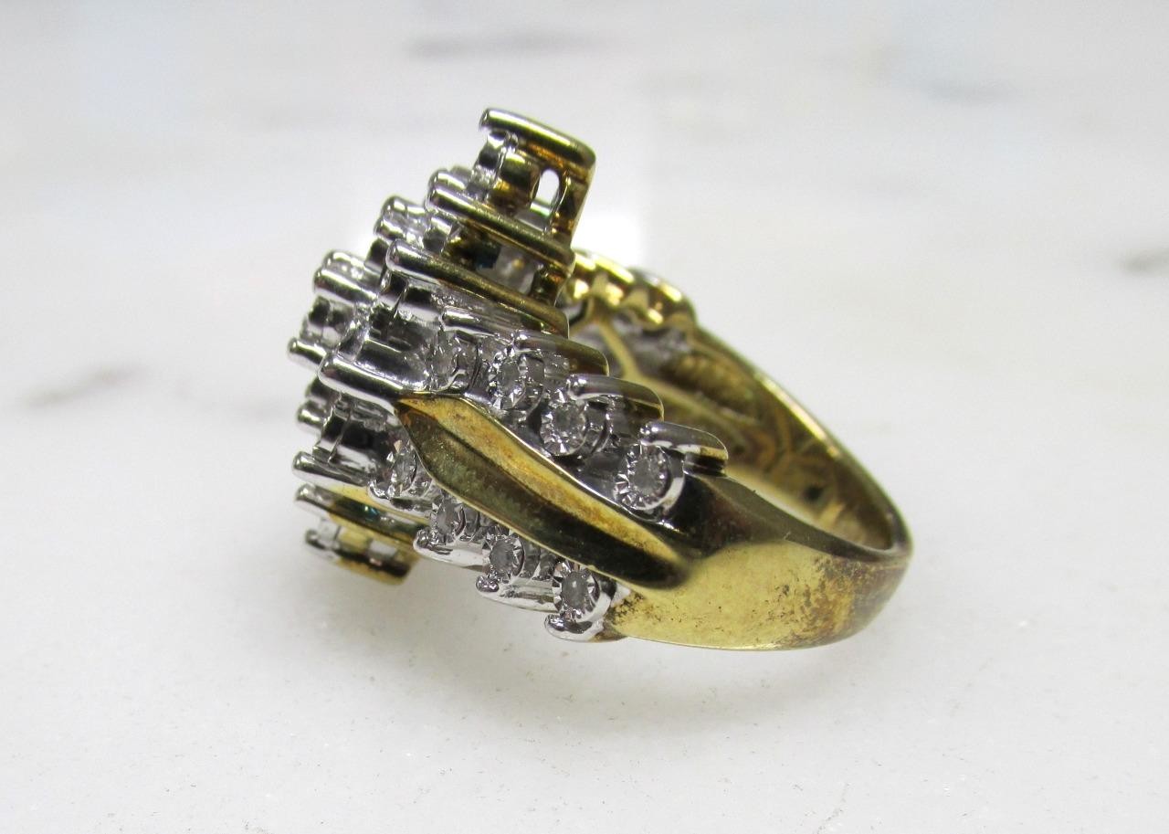 Women’s .35ctw Diamond Gold Plated Sterling Silver Cocktail Ring ~ 10g ~ 3-K198