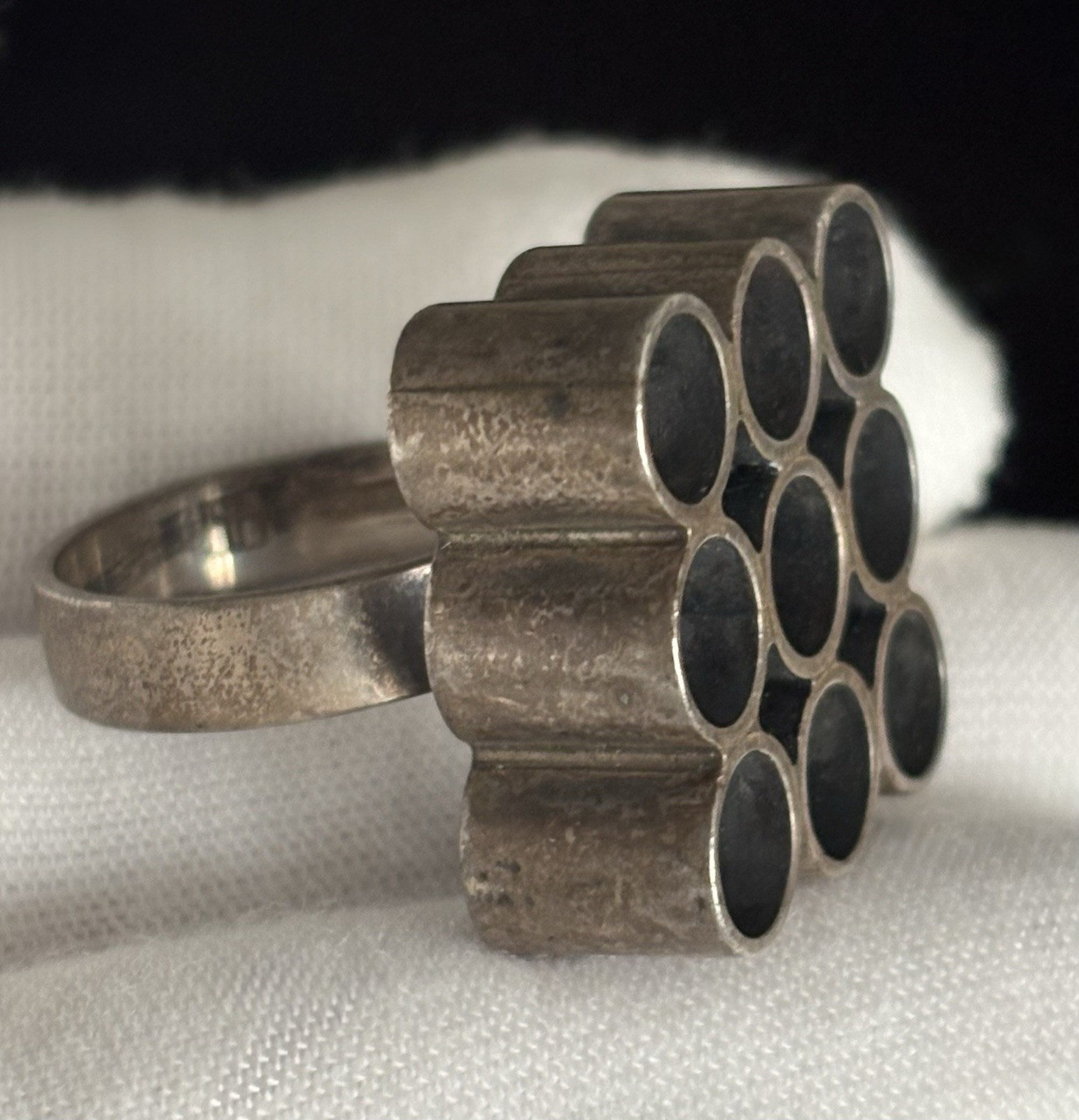 Vintage Kaunis Koru Finland Sterling Silver Modernist Brutalist 925 Ring RARE