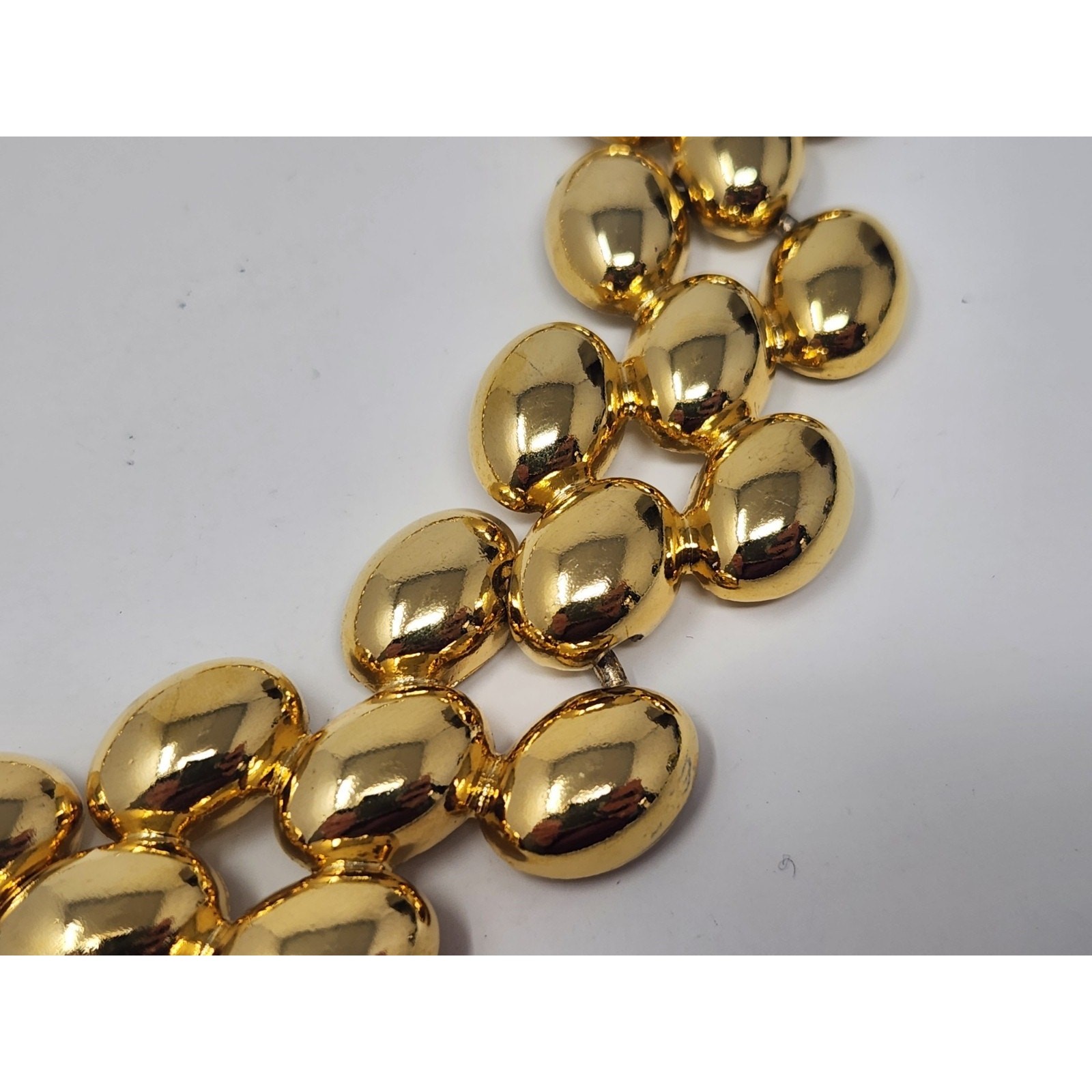 Heavy Panther Link Gold Tone Chunky Necklace Vintage Designer 18″ Toggle Closure