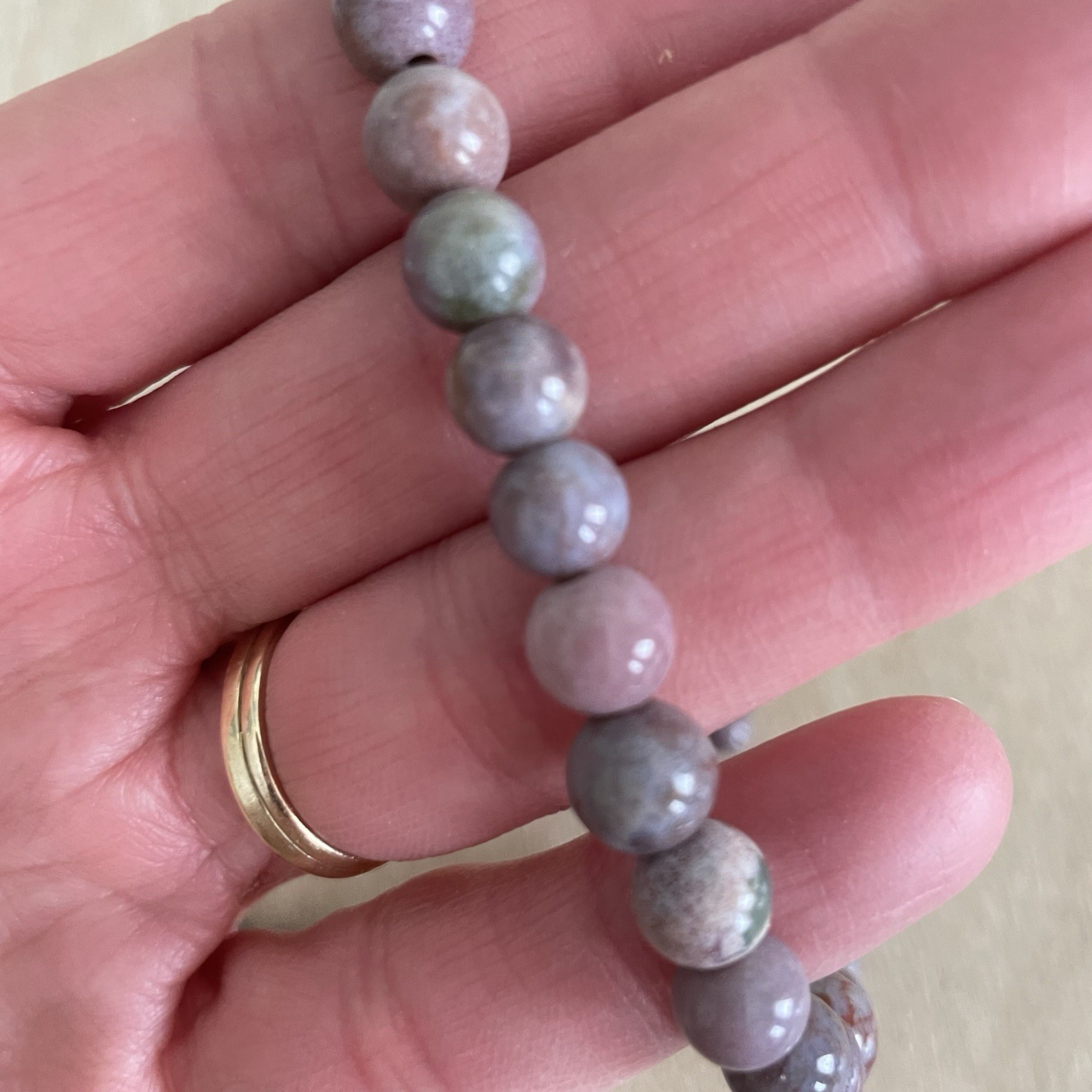 Unicorn Stone Graduated Beaded Necklace 26-27” Purple Pink Lepidolite Madagascar