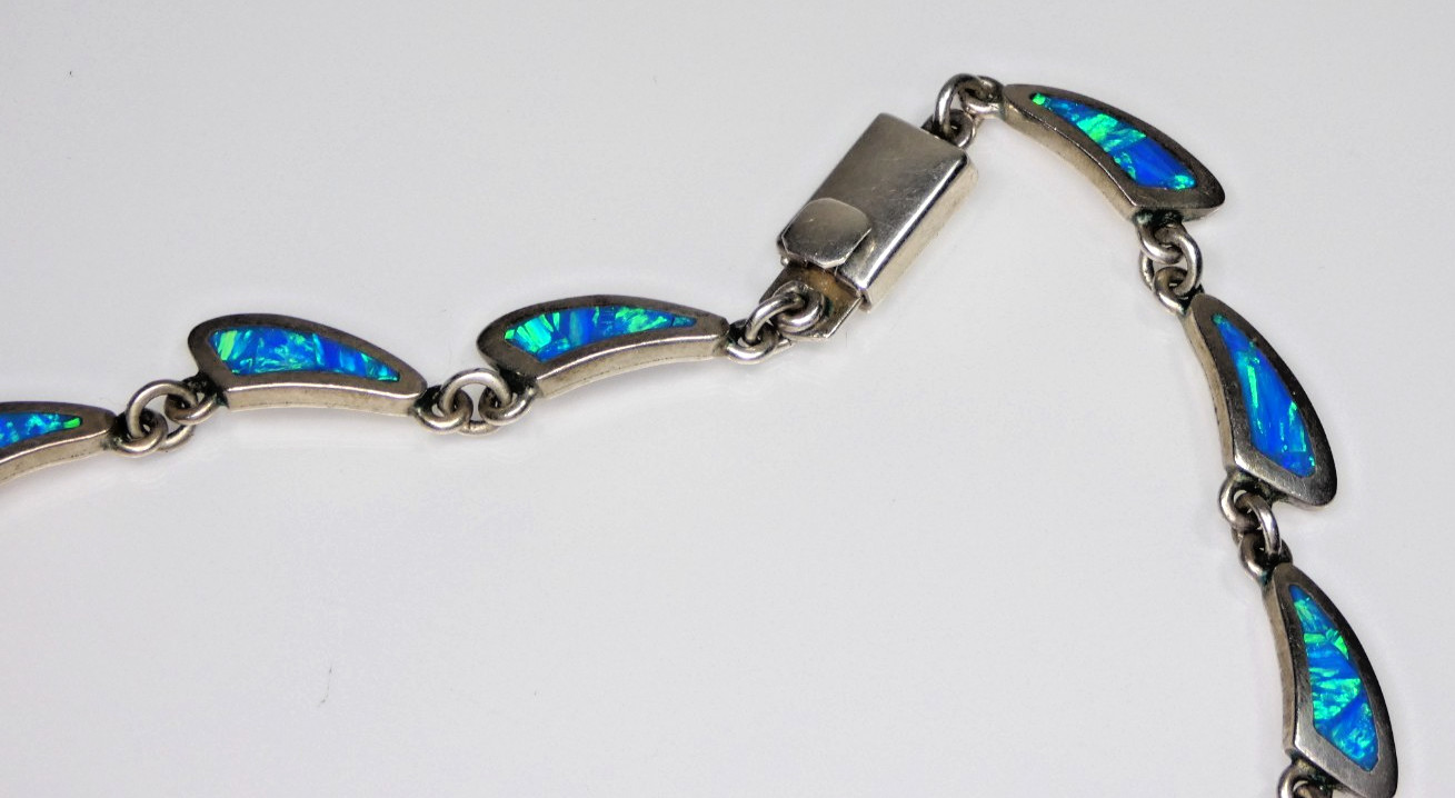 950 Silver Aquatic Sea Dreams Inlay Opal Necklace