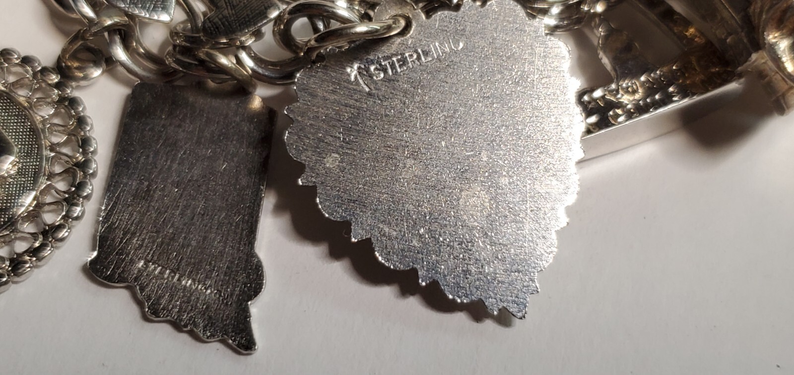 ELCO Sterling Silver 17 Charm Bracelet 64 grams – Bullhorn, Crown, Windmill