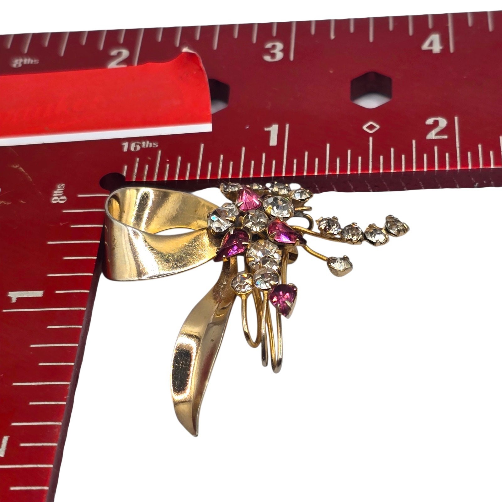 Brooch Vintage Floral Spray Signed Scitarelli 50s Gold Filled MCM Small Pin