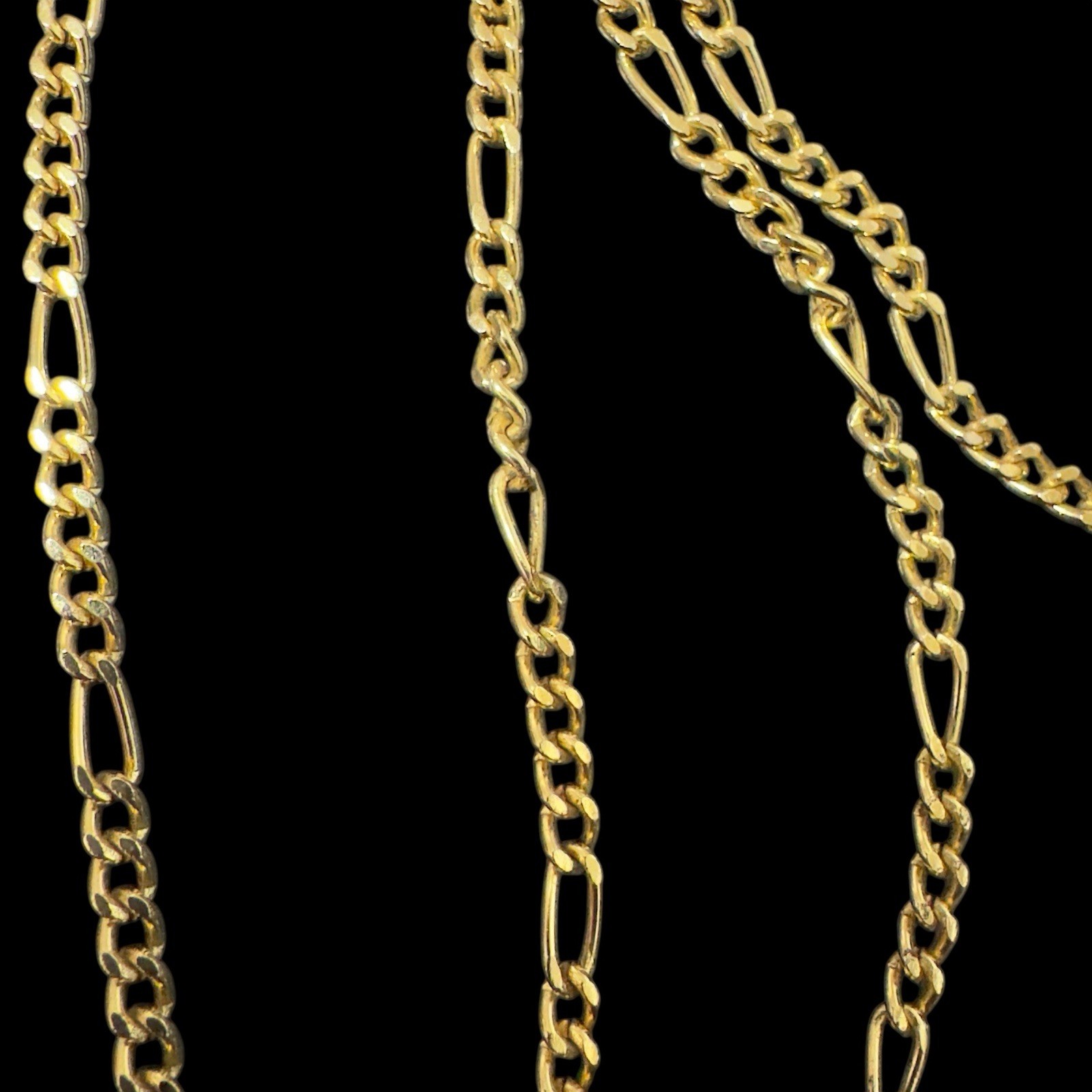 Vintage 14KGP Yellow Gold Plate Figaro Chain Necklace 20 Inch