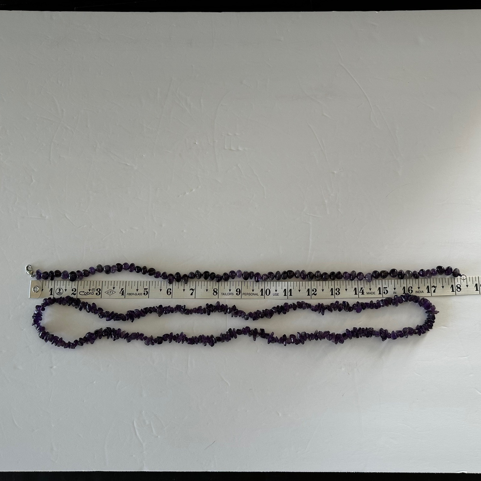 Polished Gem Amethyst Chips 34″ Necklace & Beaded Knotted 18″ Amethyst Necklace