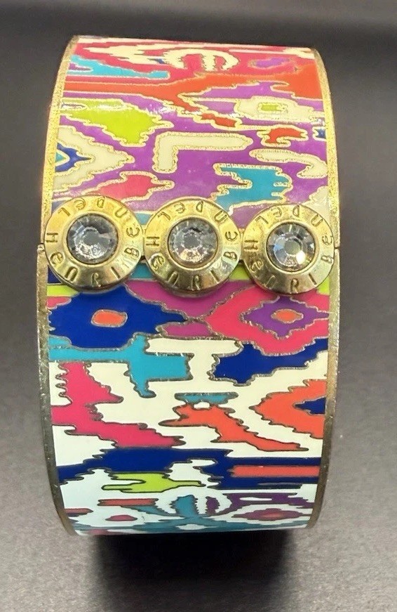Y2K Henri Bendel Ny Tribal Inspired multicolored Enameled Inkat Bracelet Bangle