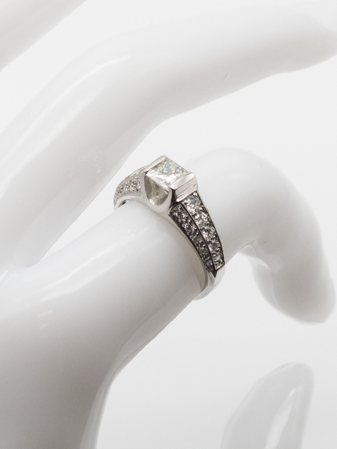 Designer $5000 1.52ct VS H Princess Cut Diamond 14k White Gold Wedding Ring