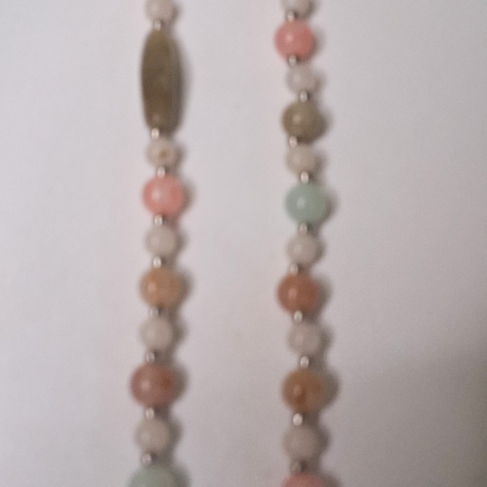 Long Beaded Necklace Multi-Color Pastel Stone Glass Beads 30 Inch Boho Vintage