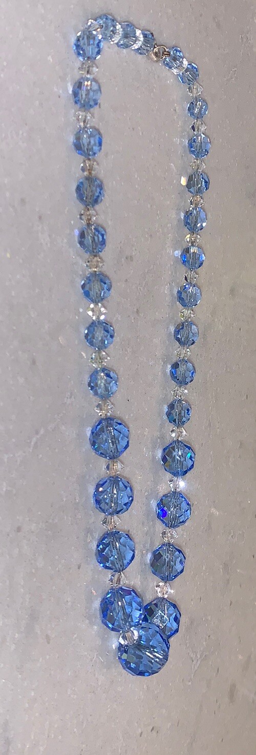 Gorgeous 1930’s German Sterling Graduated Glass Art Deco Crystal Necklace🔥Sign