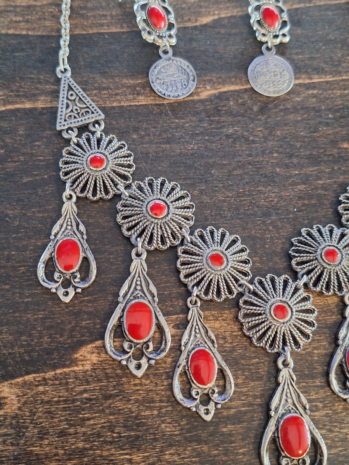 Vintage Moroccan SOUVENIR DU MARCO Jewelry Set Necklace Link Bracelet Hamsa Hand