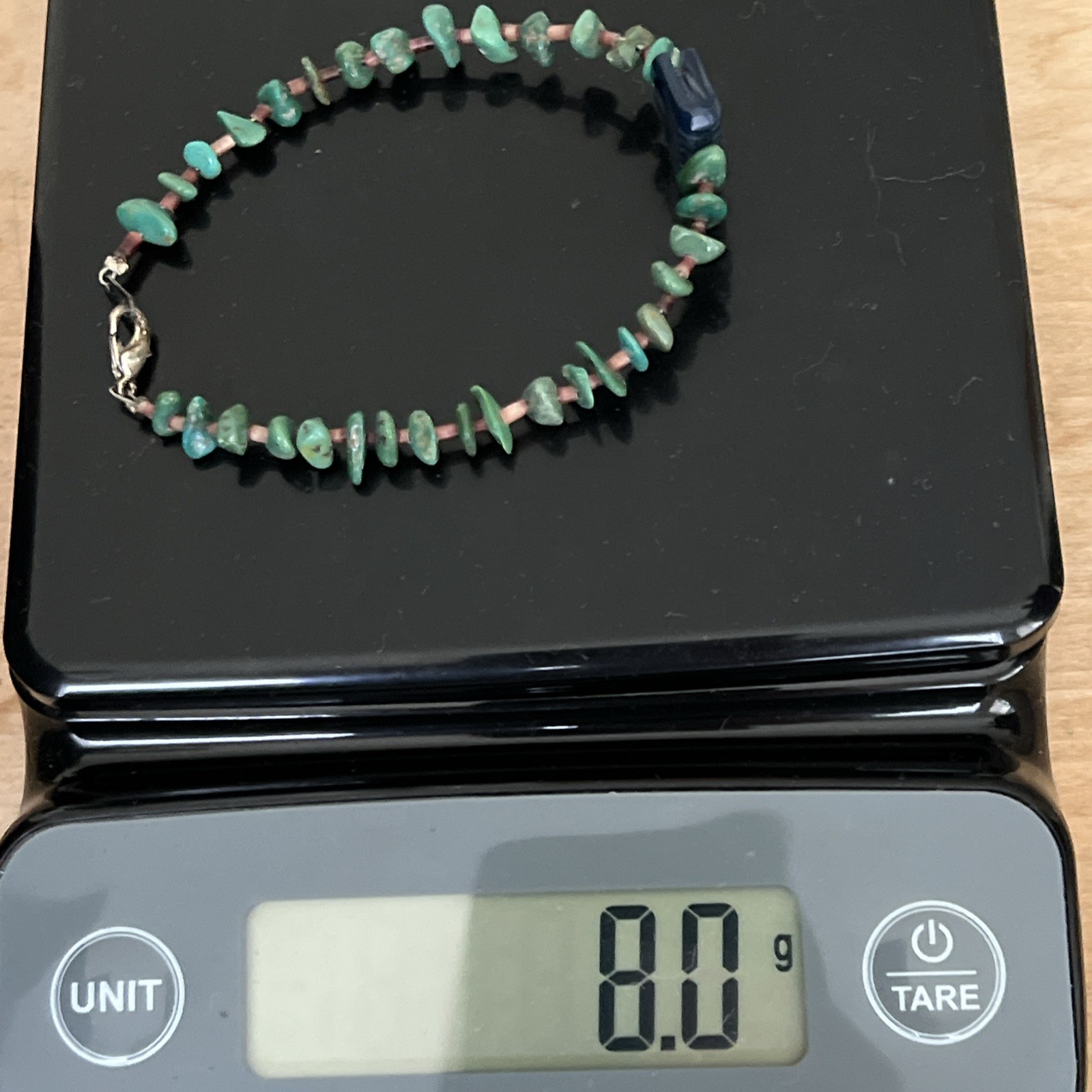 VTG Santo Domingo Turquoise Nugget Bear Fetish 8.5” Bracelet Sterling Silver