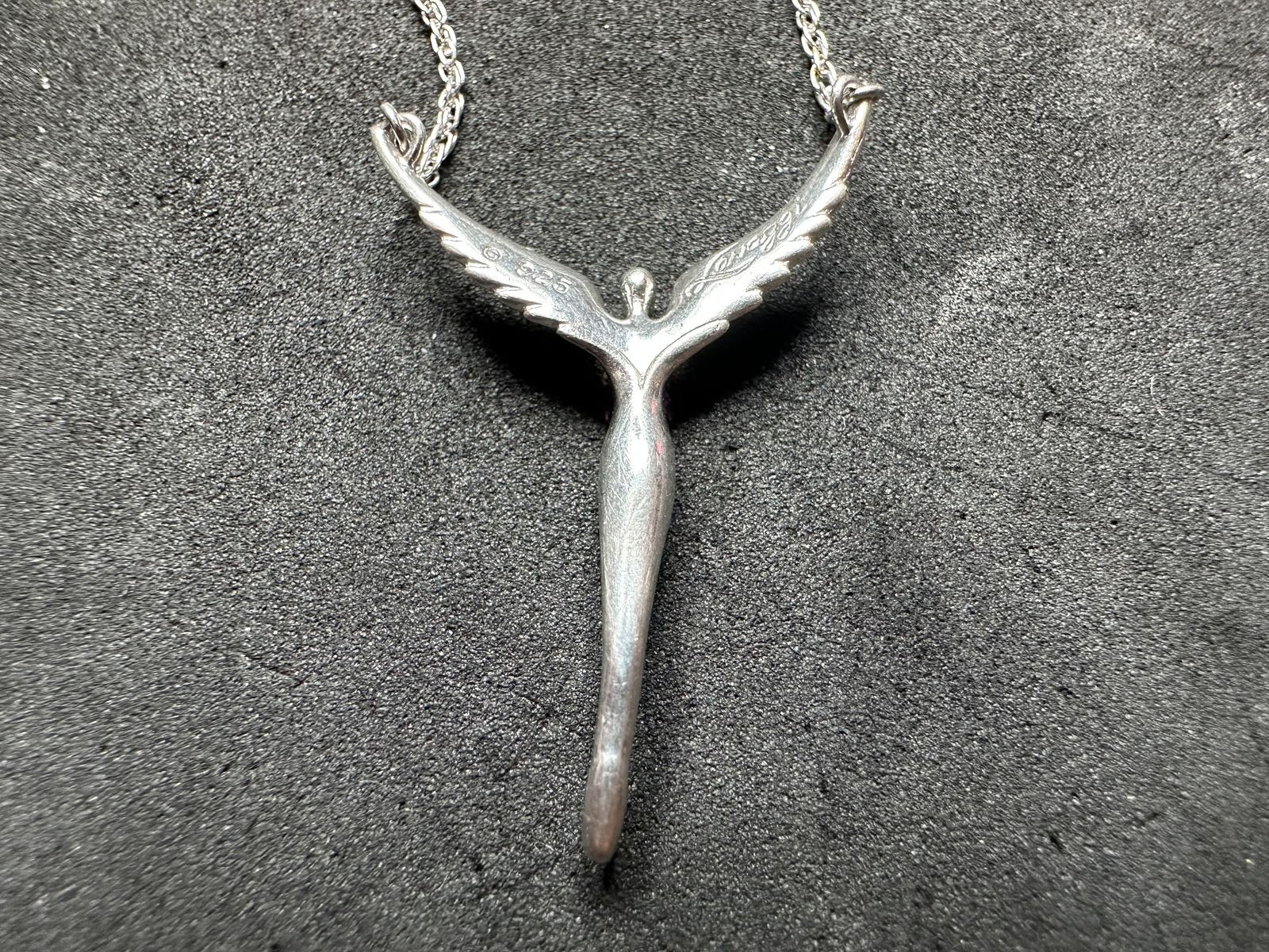 3.00g Vintage Sterling Silver 925 Angel Wing Purple Necklace 16 in M