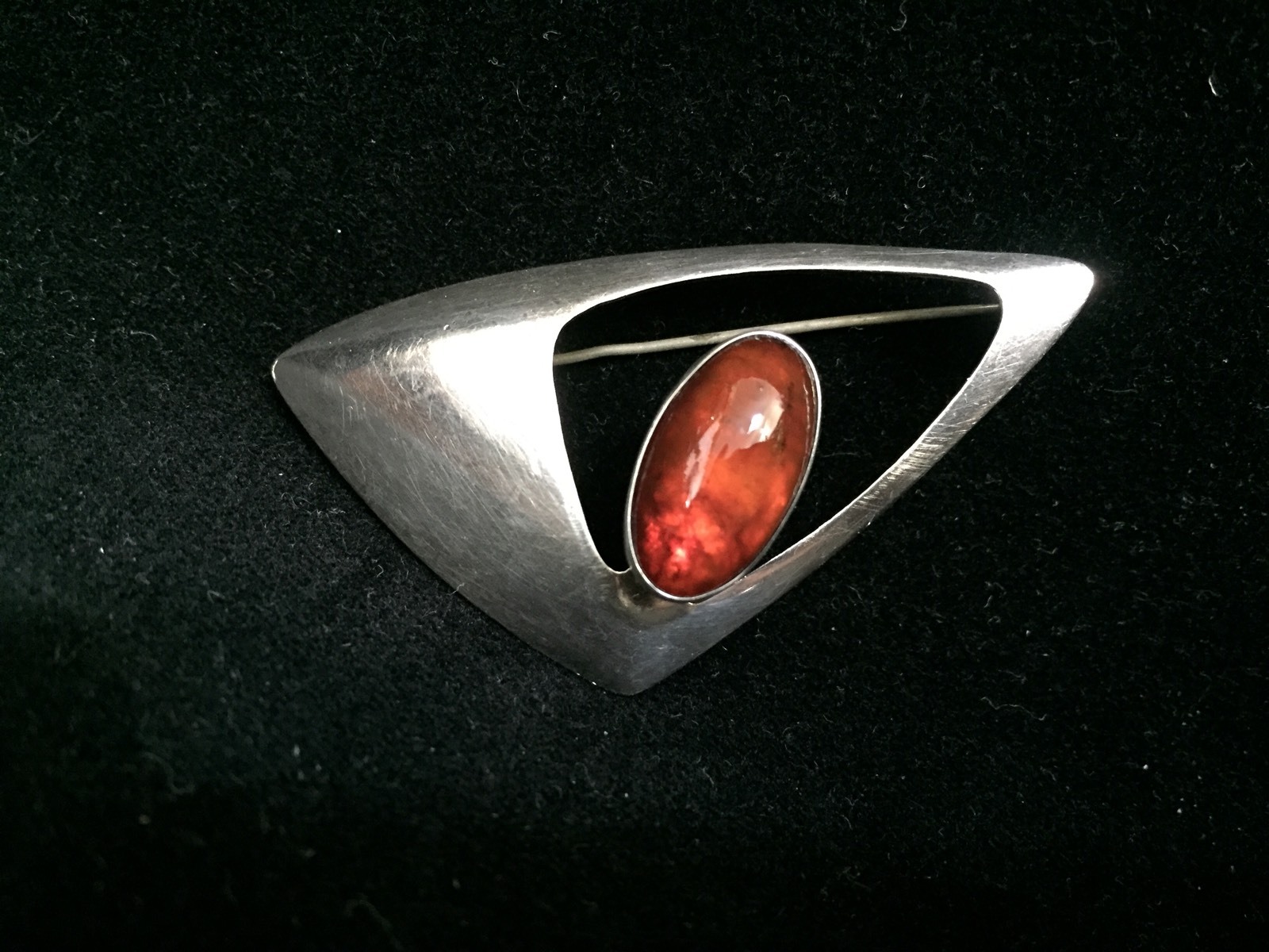 Vintage NIELS ERIK FROM Denmark Sterling Star Trek Amber Pin Brooch (RF227)