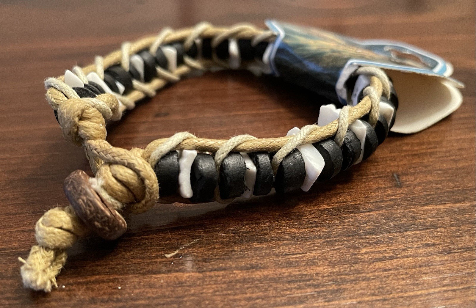 Vintage Ron Jon Surf Shop Braided Hemp & Bead Bracelet -NEW / ORIGINAL PACKAGING