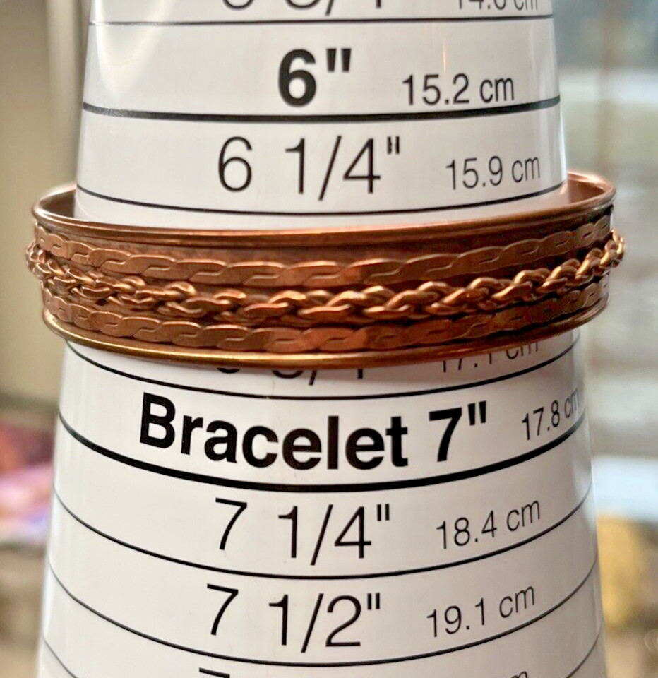 Vintage COPPER Serpentine Wheat Spiga Multi Chain Design Cuff Bracelet 12g HTF
