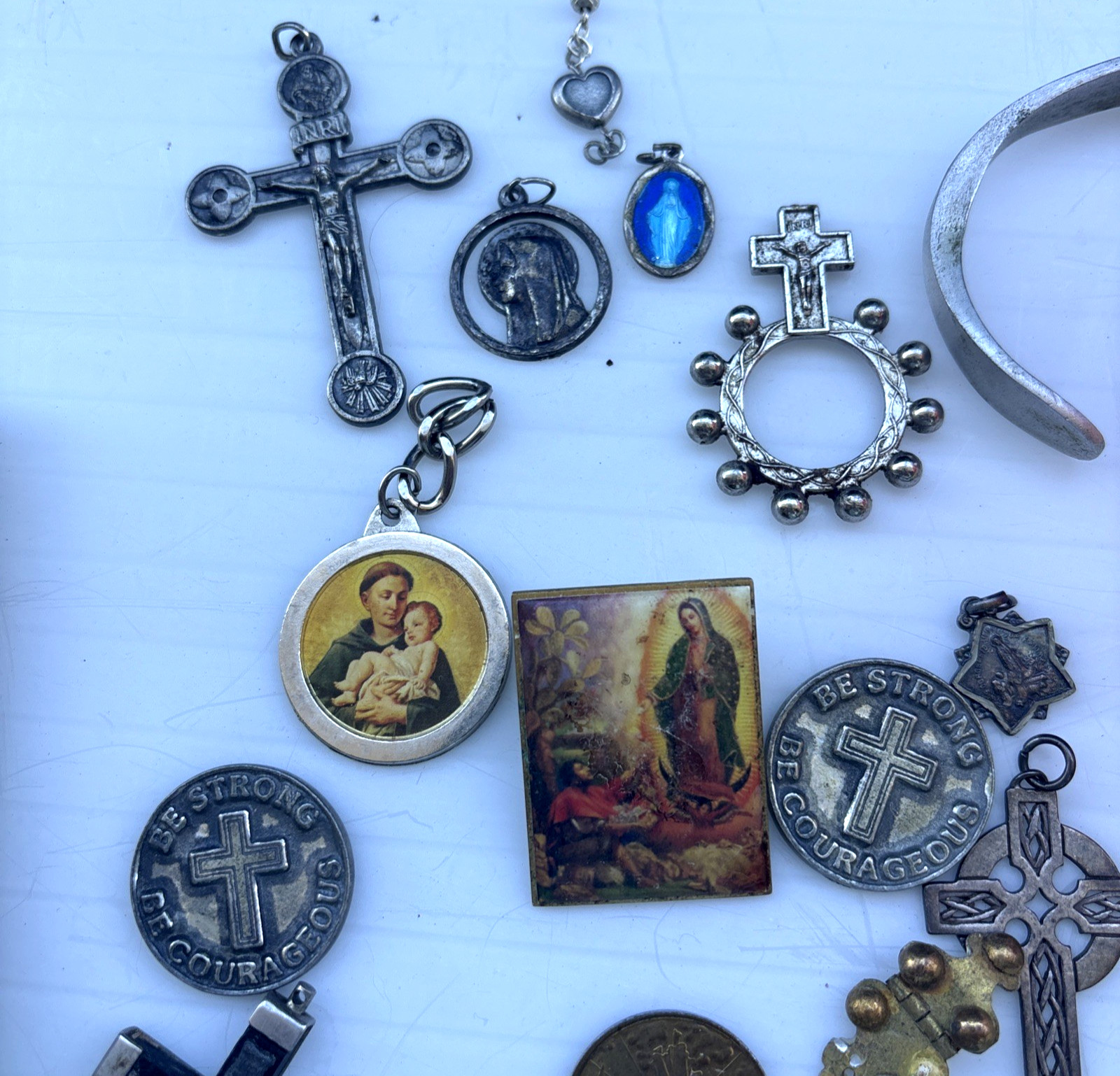Vintage Jewelry Box Junk Ceramic Lot Christian Catholic Religious Themed Nice