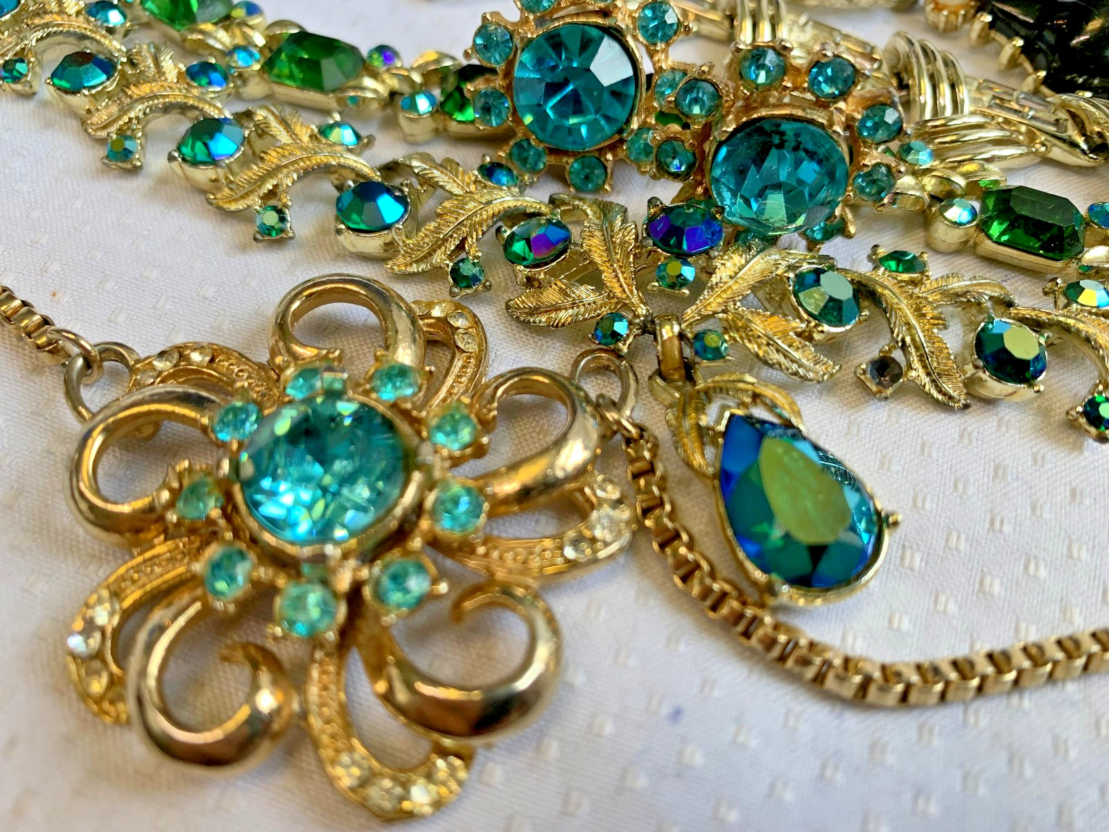 Vtg Costume Jewelry Lot Lisner Coro Necklaces Earrings Matching Set Rhinestones