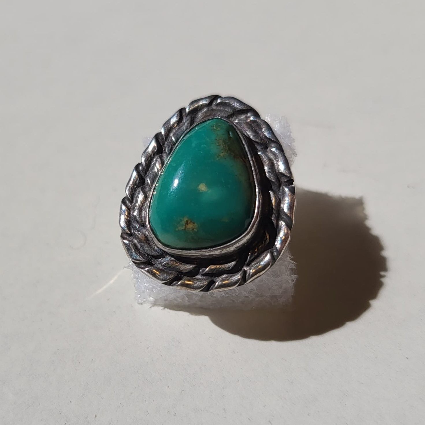 925 Sterling Silver Turquoise Teardrop Ring Sz 5.25 Vintage Boho Navajo