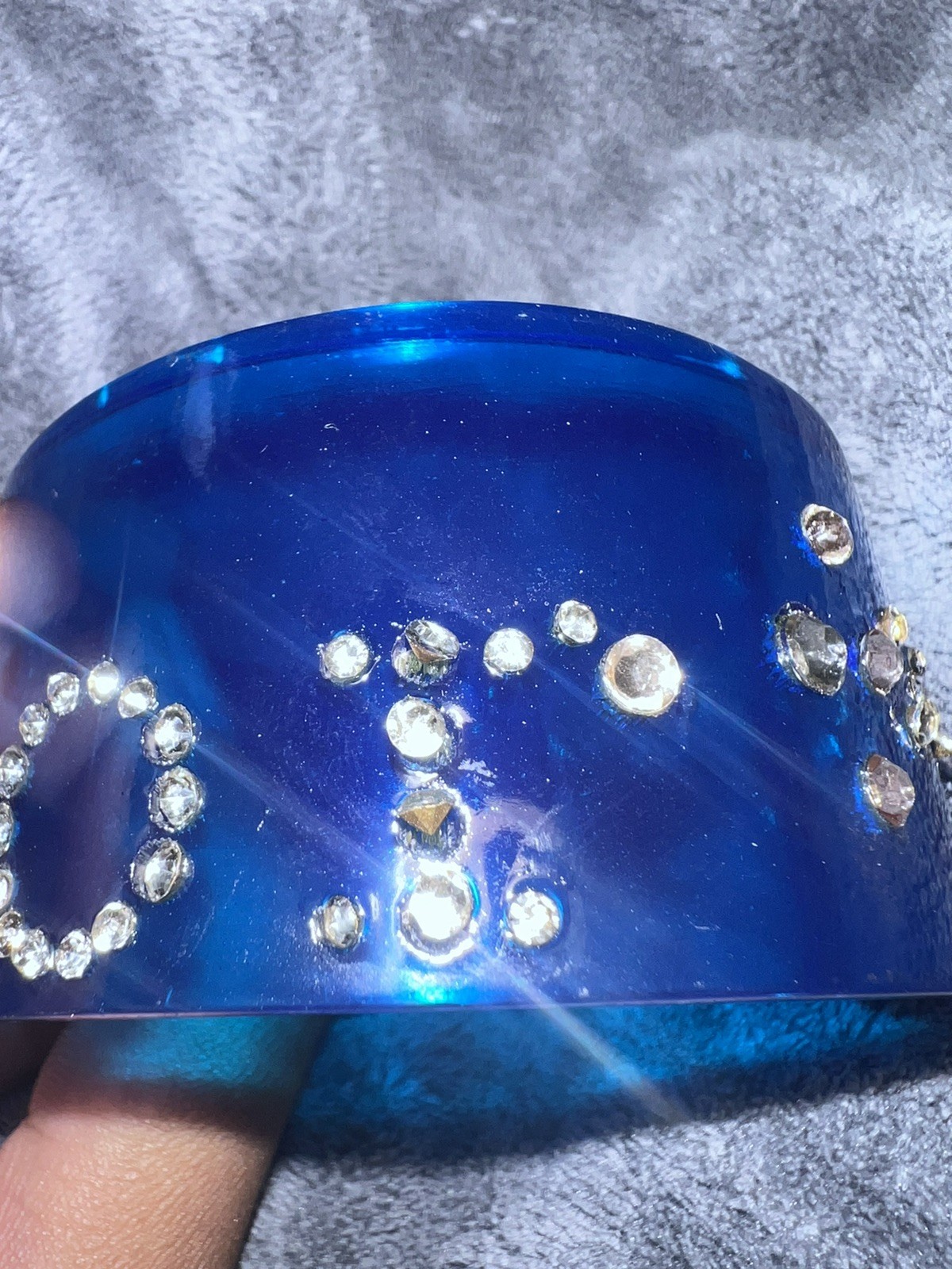 CHRISTIAN DIOR Lucite Cuff Bracelet with Rhinestones