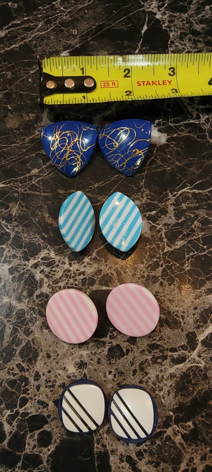 VTG 1980’s-1990’s Pierced earrings multicolors. 4 Set