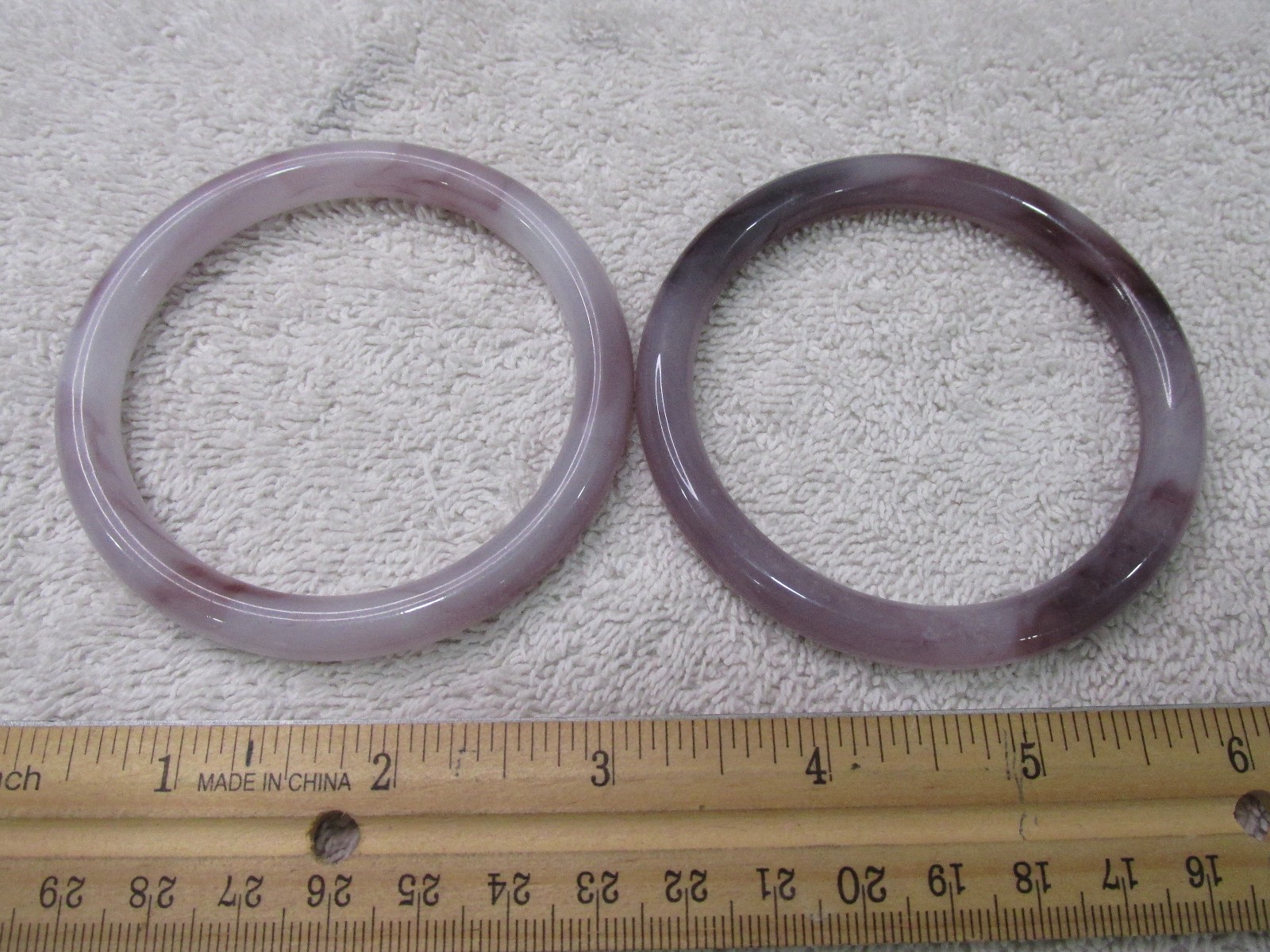 2 Marbled Light Purple & One Green White Bangle Bracelets VINTAGE-Glass?