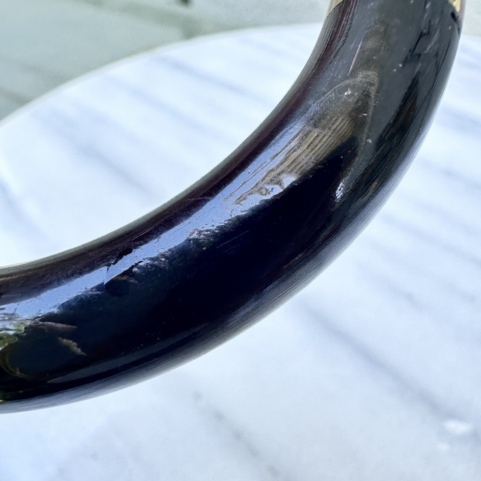 Vintage Black Coral Bangle Bracelet Brass Organic Material Modernist Sculptural