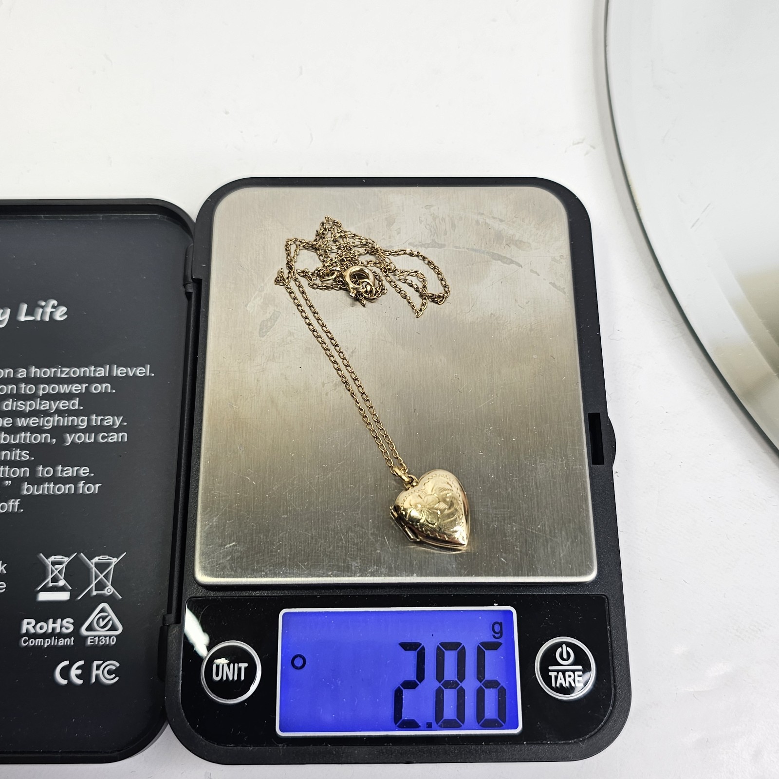 Vintage Gold Filled Heart Locket Etched Floral Pendant 16” Gold Plated Necklace