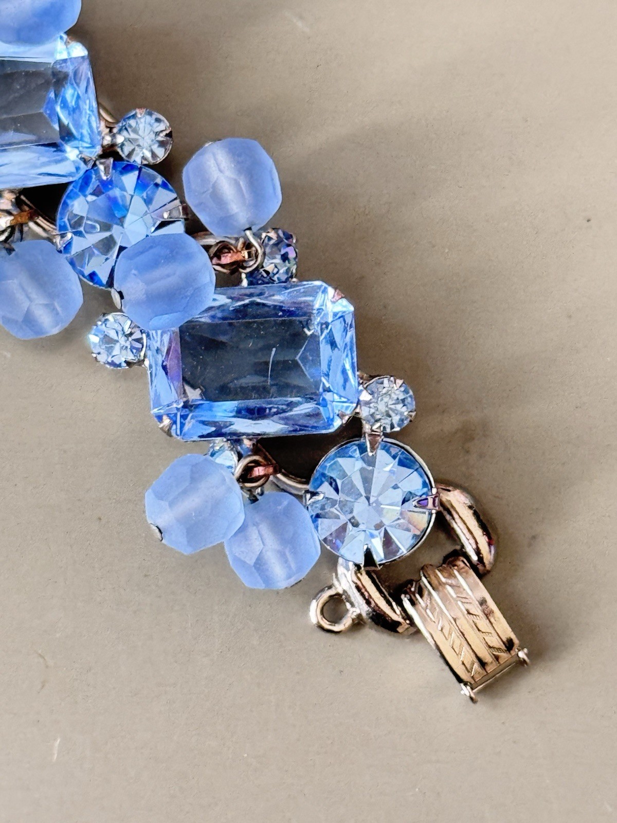 Vintage Verified JULIANA Bracelets, Brooch & Earring Set, Blue Octagon & Beads