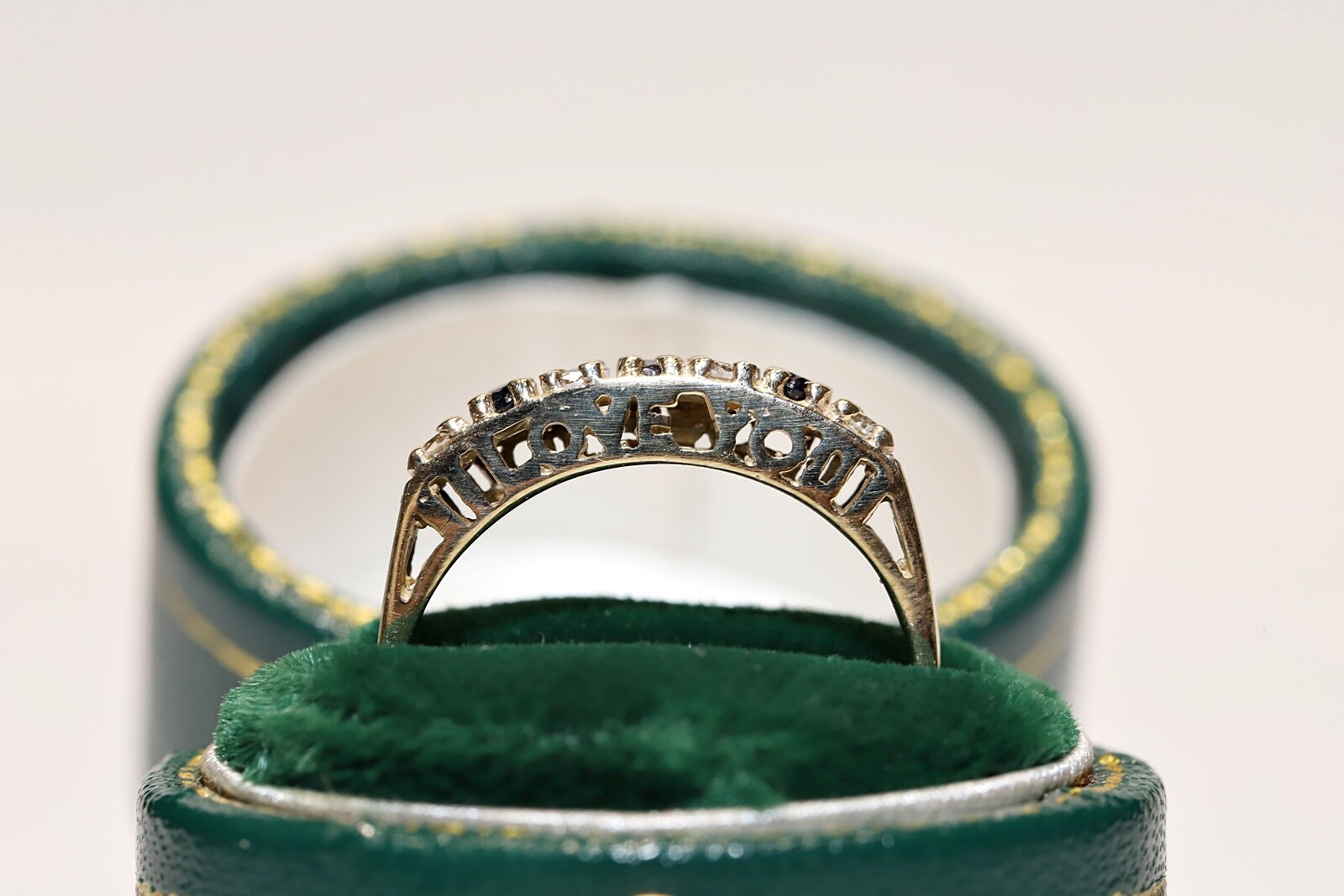 Antique Circa 1900s 9k Gold Natural Diamond And Sapphire Ring