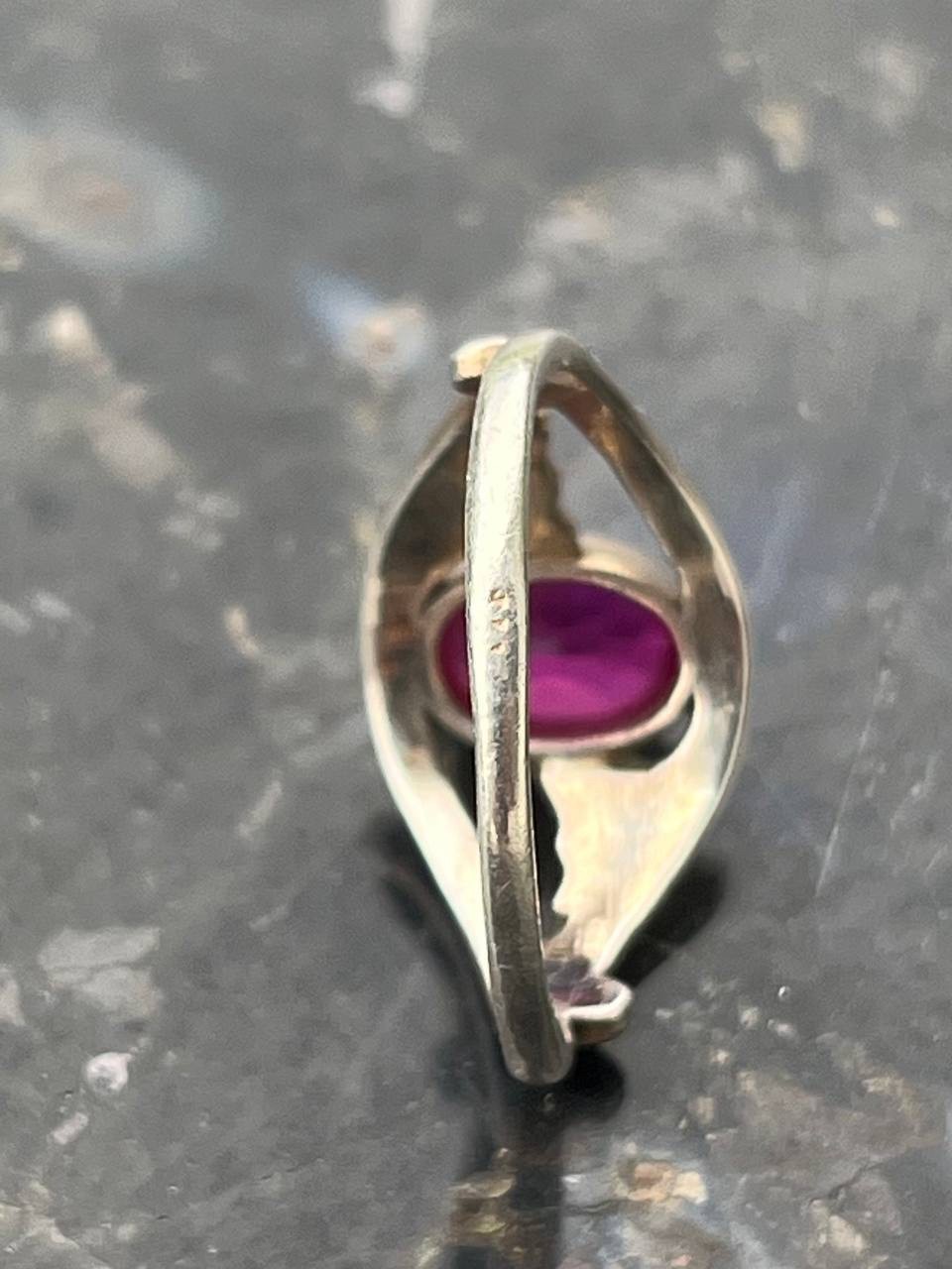 USSR Ring Woman Silver 925 Vintage Jewellery corundum (ruby) – 17.5mm