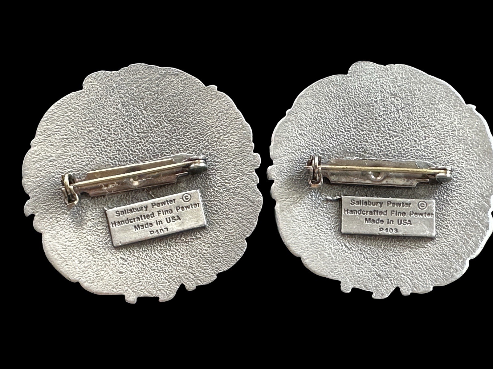 Pair Of Vintage Salisbury Pewter Brooches P403, Lot Of 2