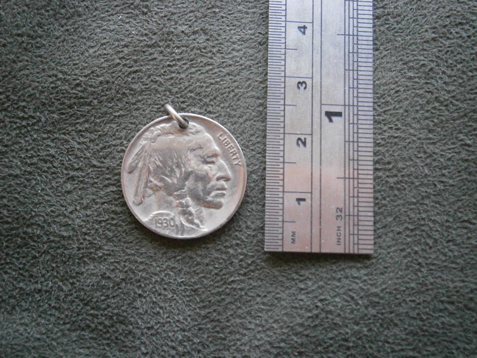 Indian Head Buffalo Nickel US 5 Cents Coin Vintage Bracelet Charm ~ 1930 ~ 3.5g