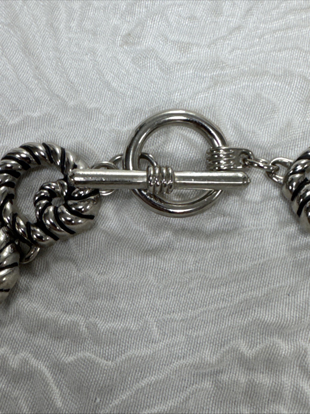 Vintage Chunky Intertwined Silver Knot or Circular Braided Link 17” Necklace