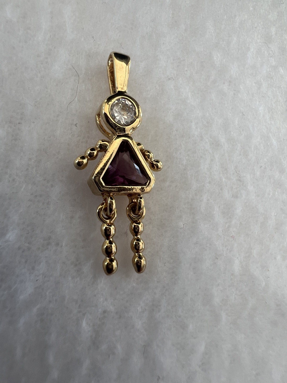 Gold Tone 925 Silver February Birthstone Girl Child Pendant Charm Purple