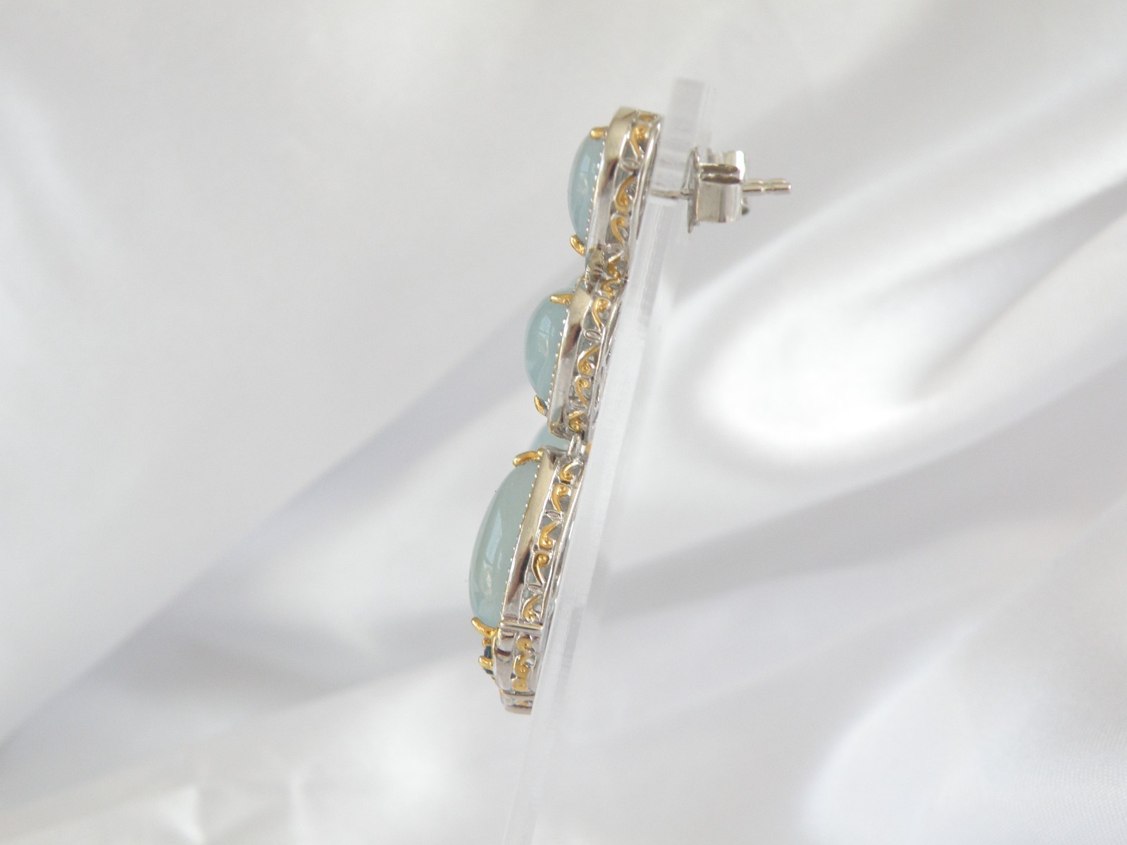 Gem En Vogue Michael Valitutti Sterling Silver 925 Milky Aquamarine Earrings