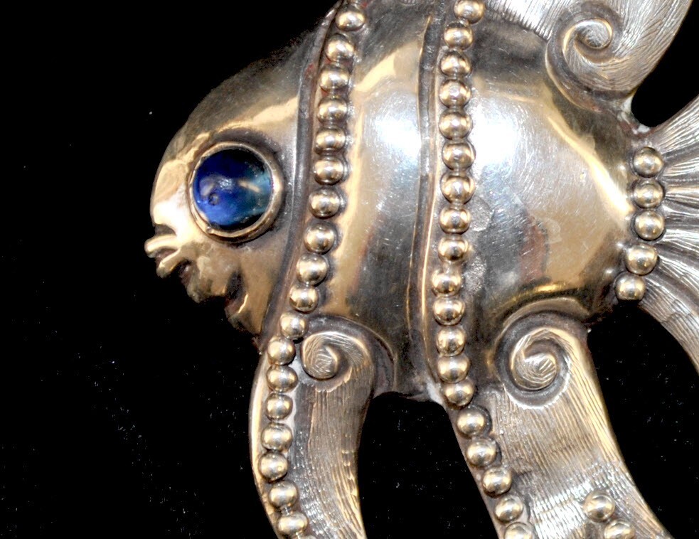 CIRCA 1950 LOS CASTILLO TAXCO MEXICO STERLING BROOCH ANGEL FISH 349 RARE