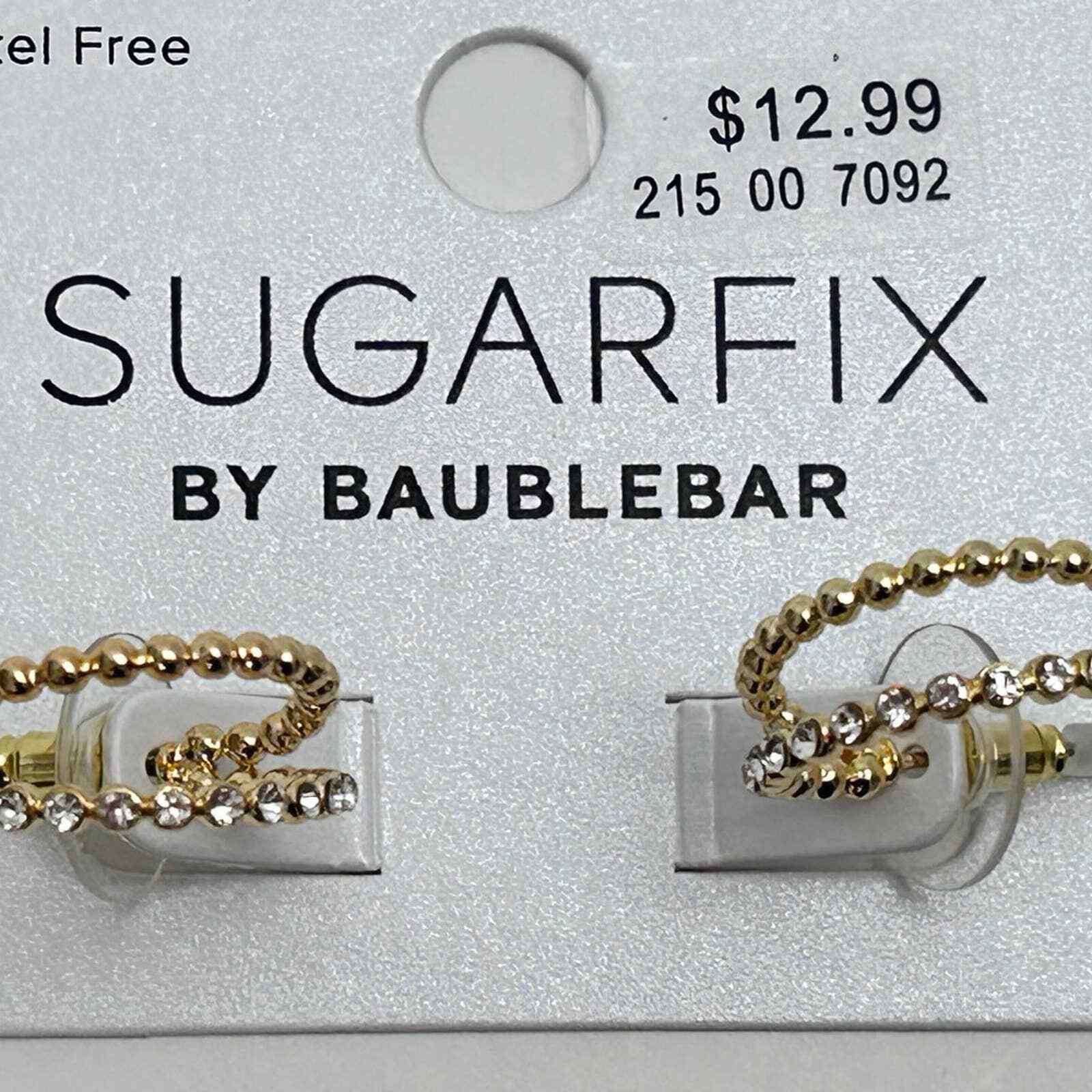 Set Of SugarFix By BaubleBar Rhinestone Hoop Earrings & Chain Link Ring Size 8