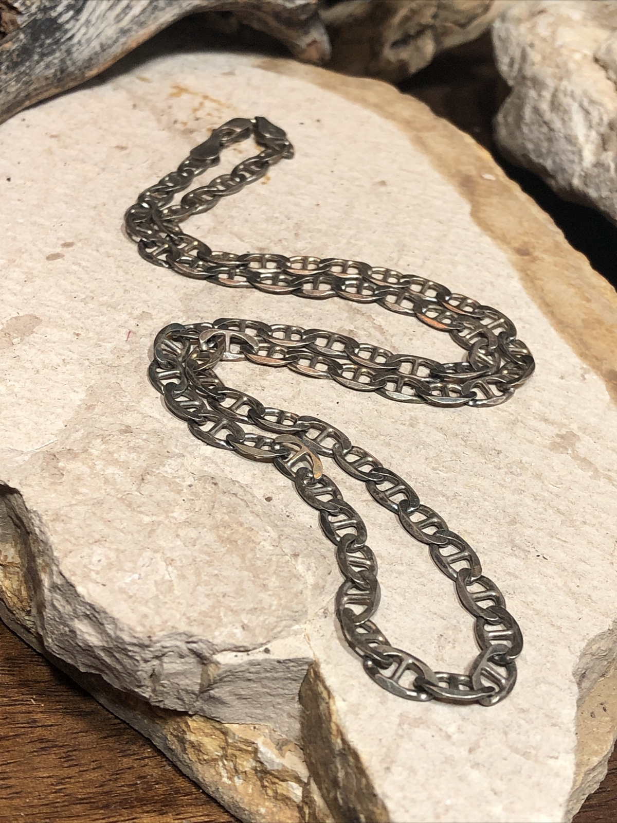 3?. Vintage Sterling 925 Anchor Mariner link Chain Necklace Italy 20″, 15.3g
