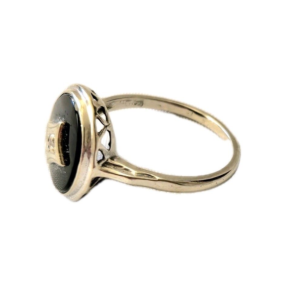 Vintage BDA 10k White Onyx Diamond Ring Sz 5.75 – 2.11 Grams