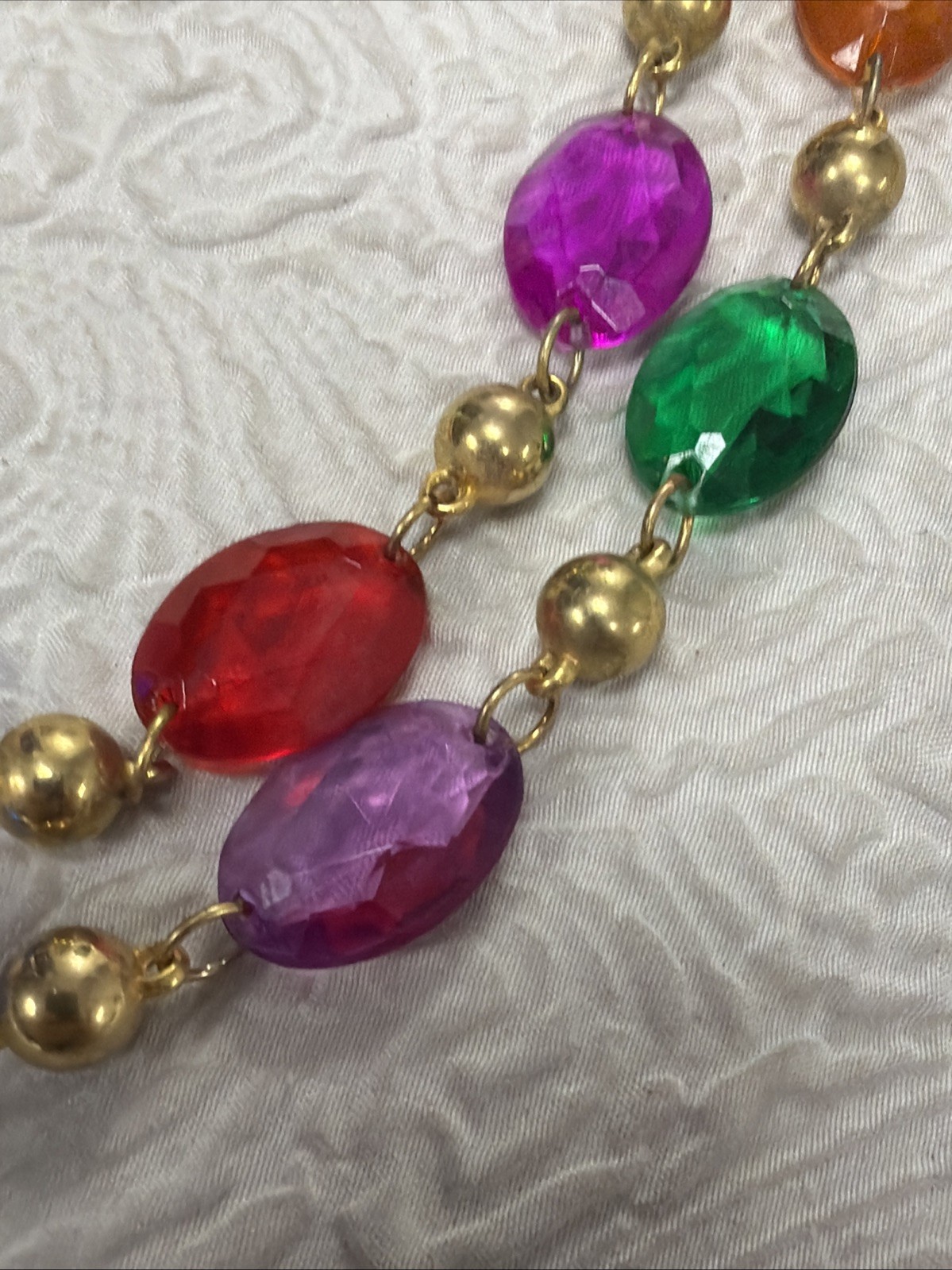Vintage Multi Color Crystal Open Bezel-Set Station Transparent Acrylic Necklace