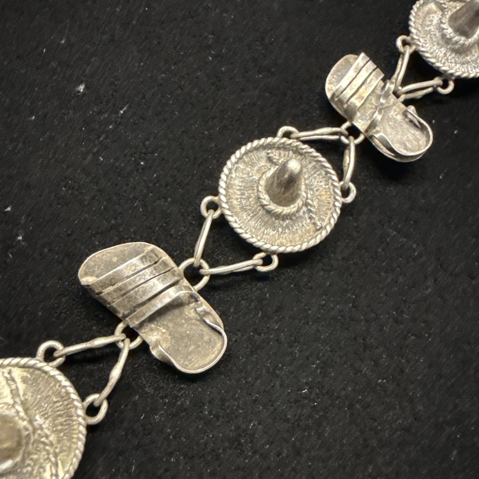 980 Silver Mexican Sombrero & Sandal Bracelet