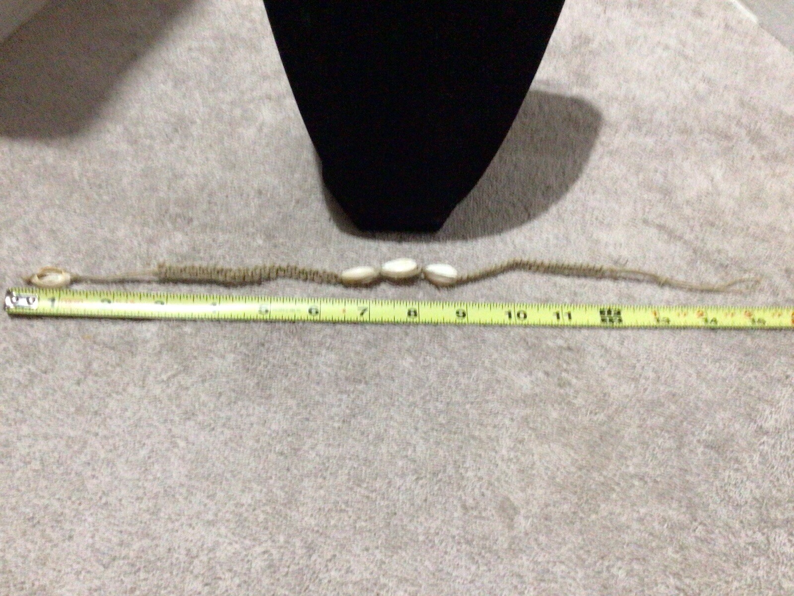 Vintage 90s Woven Hemp And Shell Choker 15 1/2” Overall